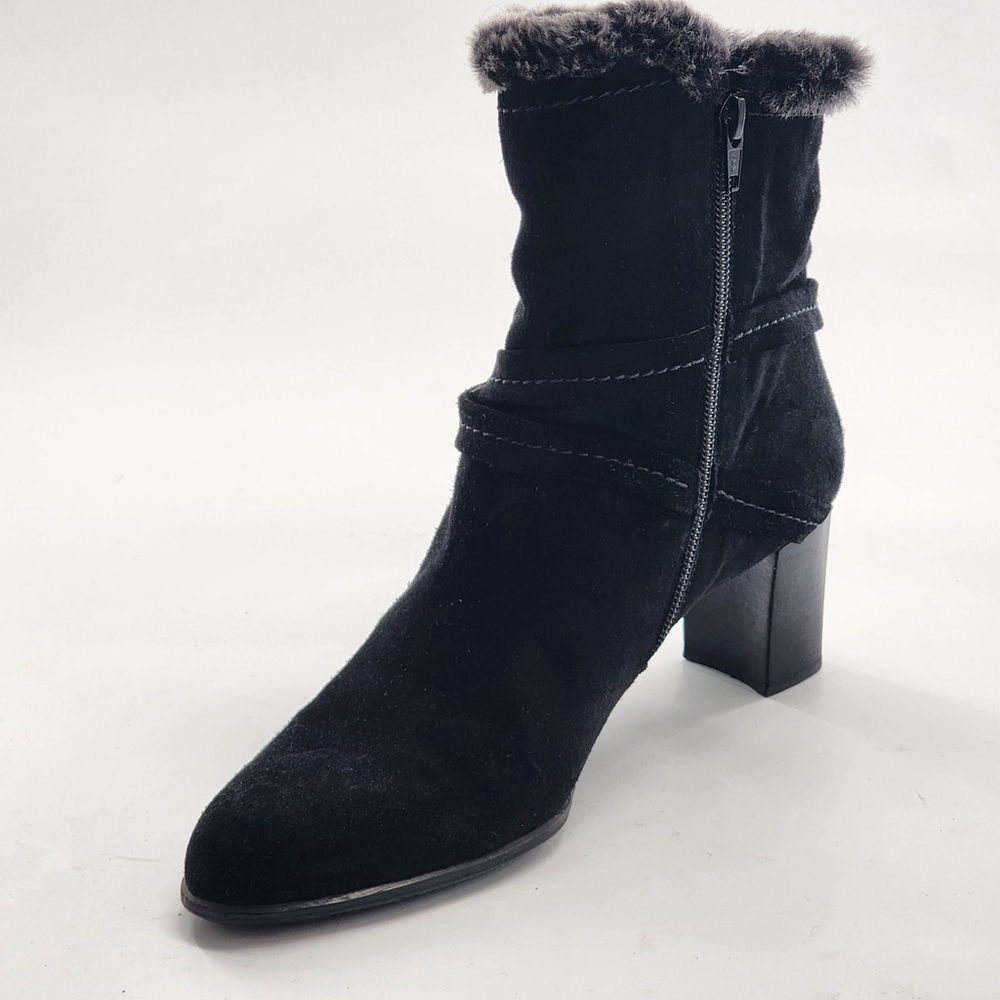 STUART WEITZMAN Black Suede Faux Fur Ankle Boots Size 8.5M - Picture 5 of 8